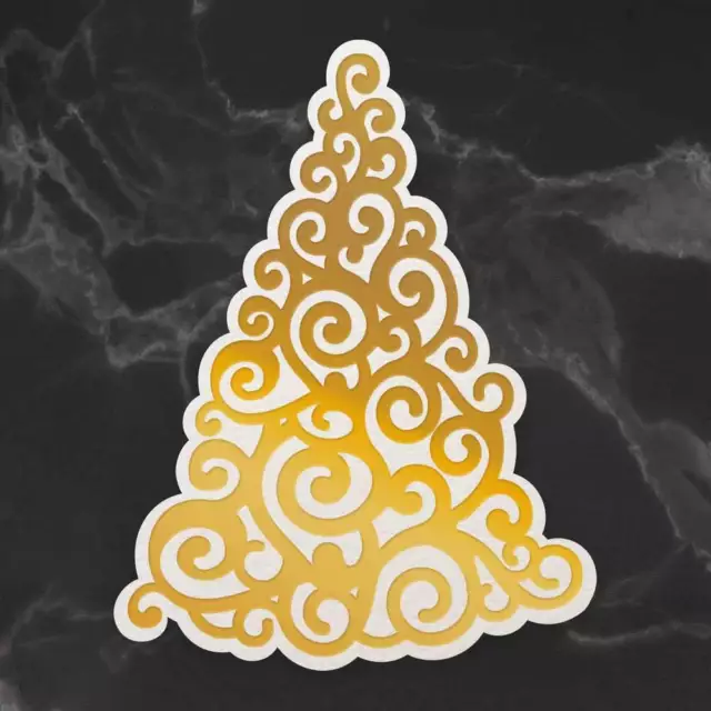 Couture Creations Cut Foil and Emboss Die Naughty or Nice Curling Christmas Tree