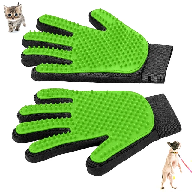 1 Pair Pet Hair Fur Remover Gloves Brush Dog Cat Grooming Bathing Shedding Comb