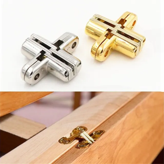 2pcs Invisible Cross Hinge Hidden Concealed Cabinet Cupboard Door Wooden Boxes