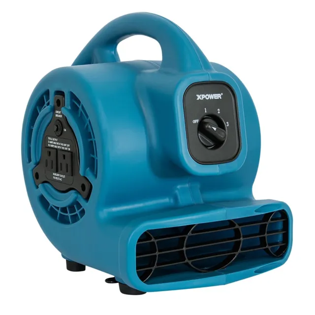XPOWER P-80A 1/8 HP Mini Air Mover Carpet Dryer Blower Floor Fan w/ Dual Outlet