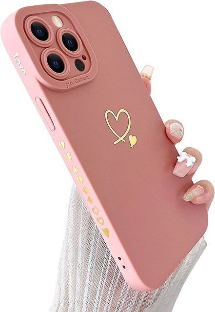Funda Corazón Para Mujeres y Niñas Compatible Con Apple iPhone 12 Pro Max [Rosa]