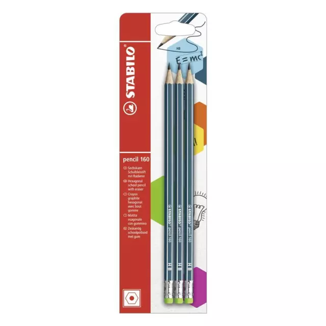 Bleistift Radierer STABILO pencil 160  HB 3 Stück Bleistifte Schulbleistift
