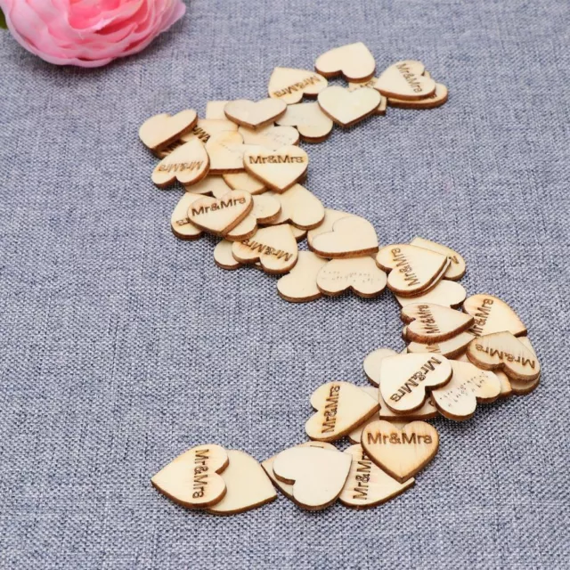 50 Heart Wooden Ornaments DIY Unfinished Wedding Embellishments