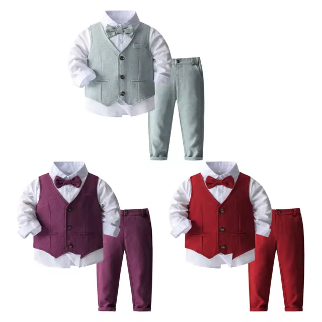 Baby Jungen Anzug 4tlg Gentleman Anzüge Outfit Taufanzug Hochzeitanzug Festanzug