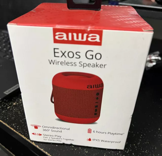 Aiwa Exos Go Wireless Bluetooth Speaker Red/Black Waterproof 360 Sound AI6001