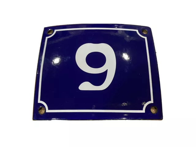 Vintage Style Blue Enamel Porcelain French House Number Door Steel Metal Sign 9