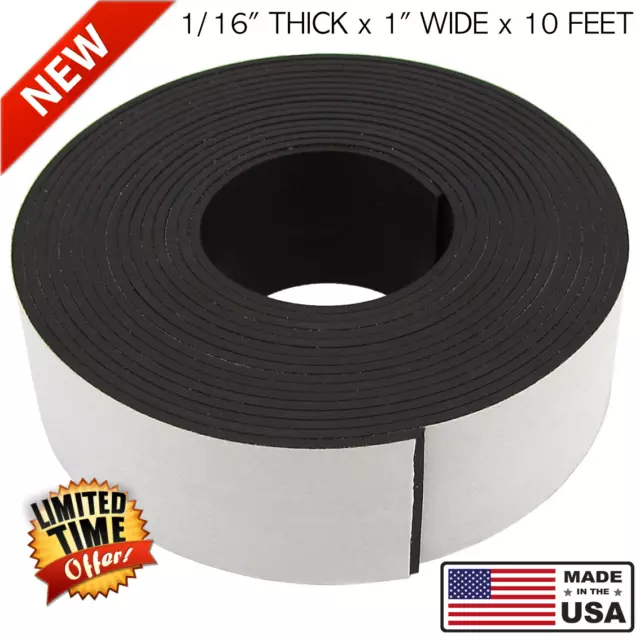 Magnetic Strip Tape 1 In Flexible Roll ADHESIVE Refill Magnet Strong Sticky Back