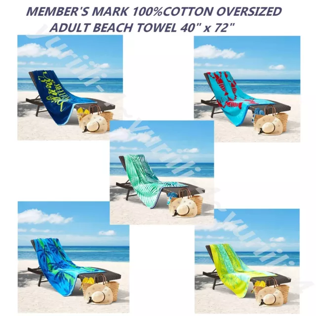 Member'S Mark Adult Beach Towel, 2-Pack, 40 X 72 (Assorted