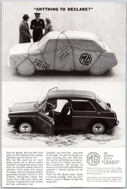 1964 MG Sports Sedan Automobile Car Wrapped With Fabric Tied With Rope Print Ad