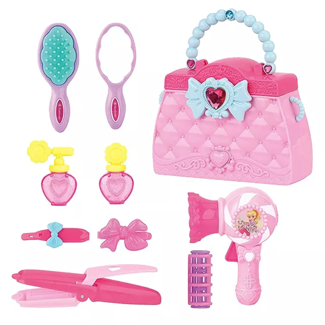 kids Hairdressing Toy Vanity Set For Girls, Hair Styling Playset Including Haird