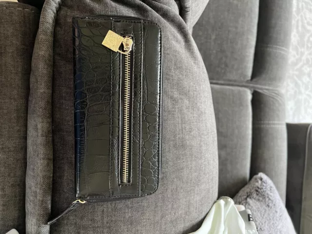 Anne Klein Black Accordion Wallet With Gold Hardware