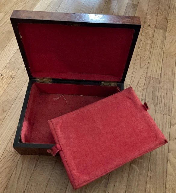 Boîte/coffret Ancien En Bois Marqueterie Fleurs - Décoration Vintage - Occasion
