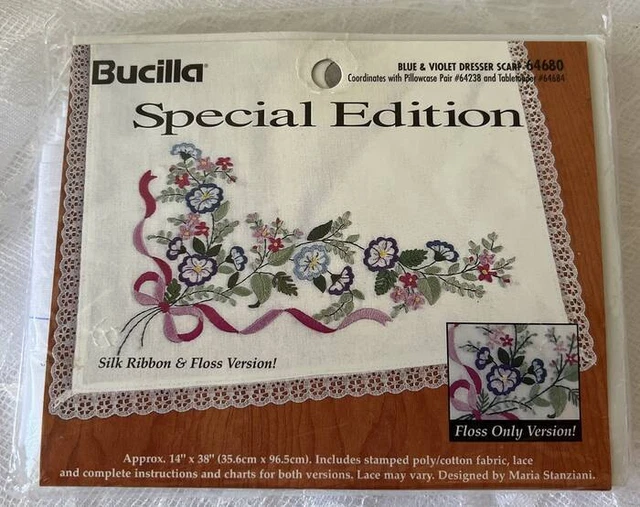 Bucilla Edición Especial AZUL Y VIOLETA Estampado Bucilla #64680 Bordado