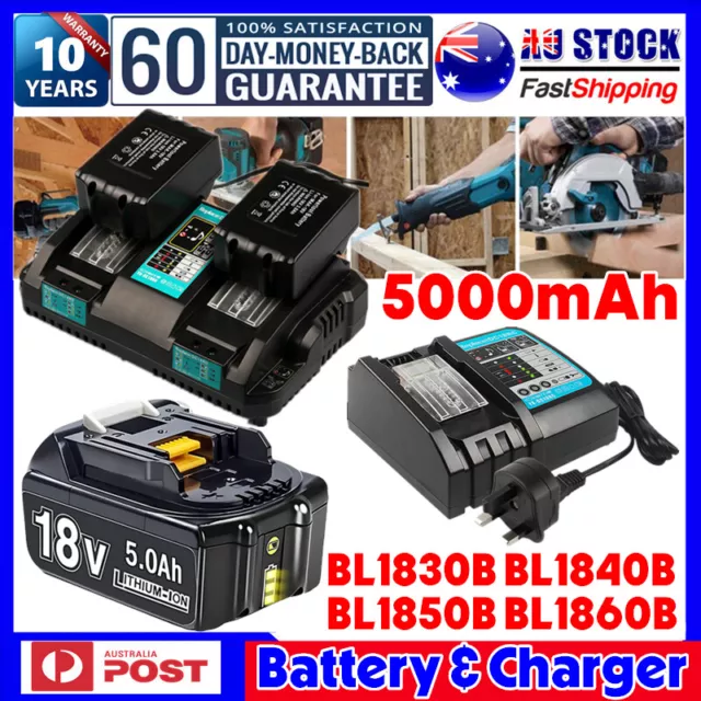 4X Batterie pour Makita BL1860B 18V 5.0Ah BL1850B BL1815N Lithium + Chargeur  DC18SF 4 Ports