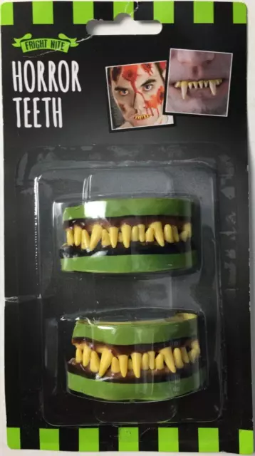 Denti horror Fright Nite 2 x set completi taglia adulto denti Monster 2016 - nuovi/sigillati