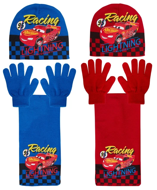 Cappello McQueen 3 Pezzi Inverno Ragazzi Disney Cars Bambini Fulmine + Guanti + Sciarpa