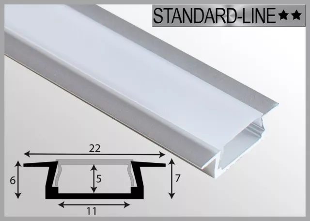 Ab 4,49 €/m LED Strip Alu Profil 1 & 2m Aufbau Leiste Einbau Schiene eloxiert 3