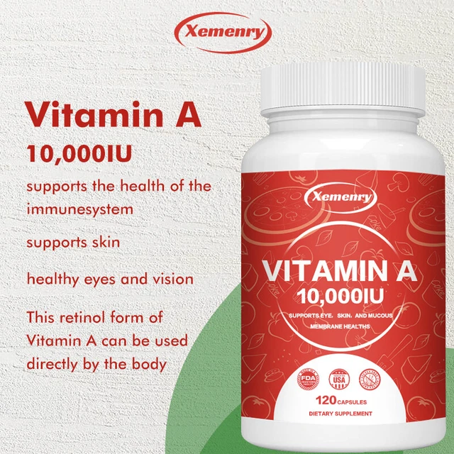 Capsule di vitamina A 10.000 UI - Supporto immunitario, ossa, capelli, pelle e salute degli occhi