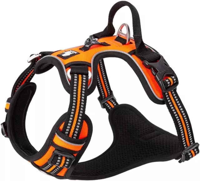 TRUE LOVE Dog Harness No Pull Nylon Reflective Pet Harness Adjustable Orange XS