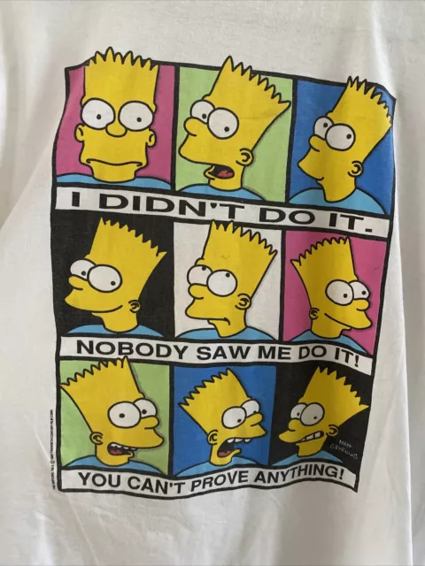 Vtg 1990 Bart Simpson The Simpsons T-Shirt Single Stitch Size Large 2