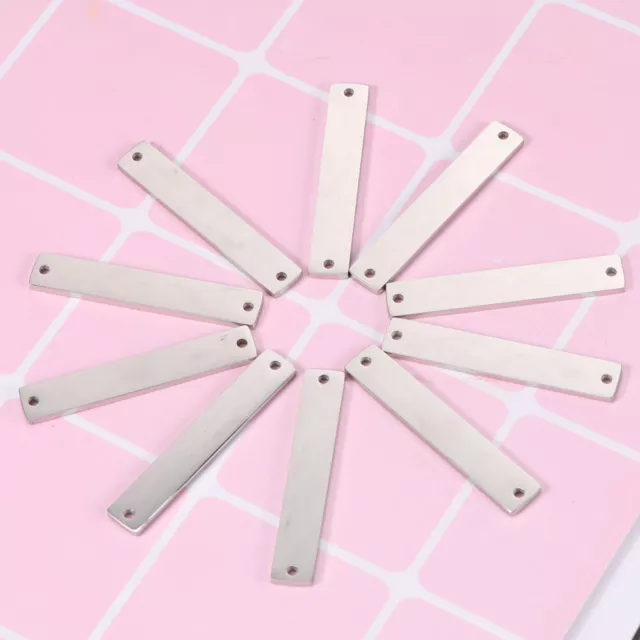 10 Pcs Rectangle Stamping Blank Tags Necklace Metal Charm Nameplate