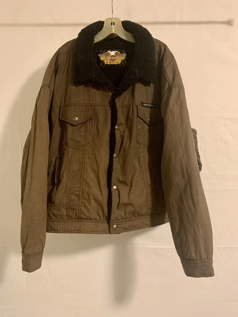 Harley Davidson Brown Coat Vintage Lined Size XXXL Men’s Logo Bomber Style