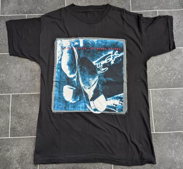 VINTAGE DIRE STRAITS Tee T Shirt On Every Street Tour Band M 1992 Single Stitch