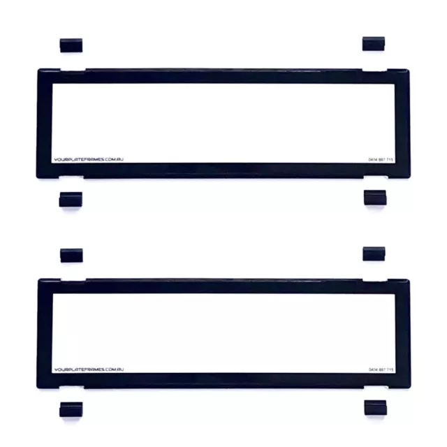 WA Dual Slim Number Plate Covers Set Black Clear Front & Rear 372mm x 100mm