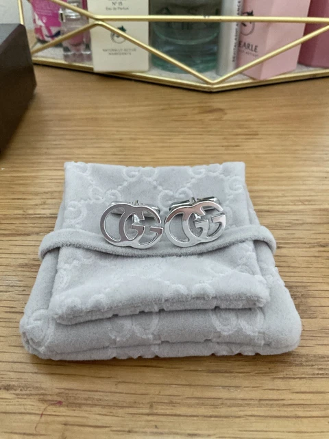 Genuine Gucci Sterling Silver Interlocking Double G Cuff links
