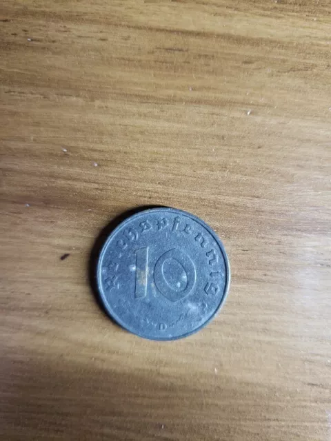 XX-RARE 1944-E WW2 NAZI Germany 1 Reichspfennig SWASTIKA Coin 2
