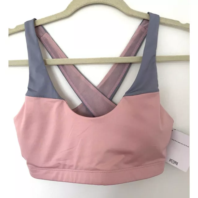 NWT Victorias Secret Pink and Grey Padded Sports Bra Sz M