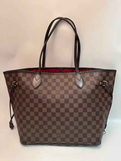Louis Vuitton Damier Ebene Neverfull MM Tote Coated Canvas Shopping Bag No Pouch