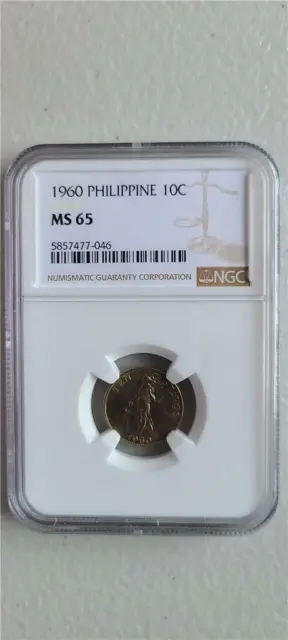 Philippines 10 Centavos 1960 NGC MS 65