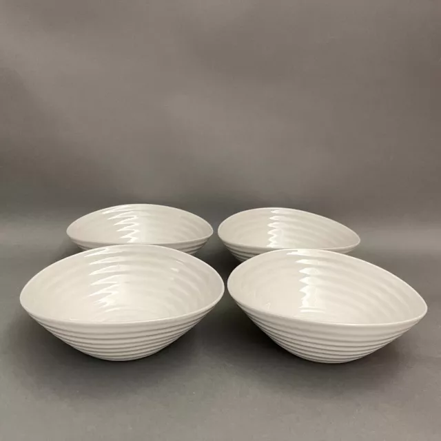 Lote de 4 tazones acanalados de cereal de sopa blanca Sophie Conran Portmeirion