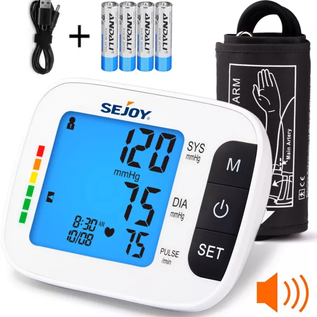 SEJOY Tensiómetro de Brazo Digital Monitor Presión Arterial Retroiluminación VOZ