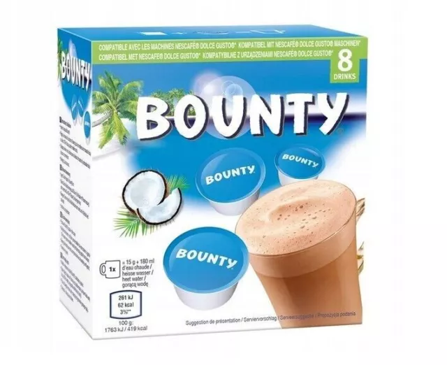 16 BOUNTY Hot Chocolate Dolce Gusto Compatible Pods - 8pk x2 FREE POSTAGE Mar 25