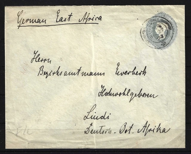 H633) DOA Deutsch-Ostafrika : Britischer GA Ganzsachenumschlag , gelaufen