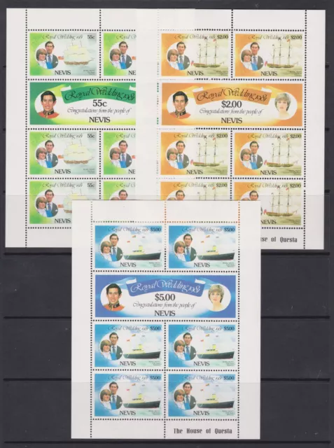 1981 Royal Wedding Charles & Diana MNH Stamp Sheetlets Nevis