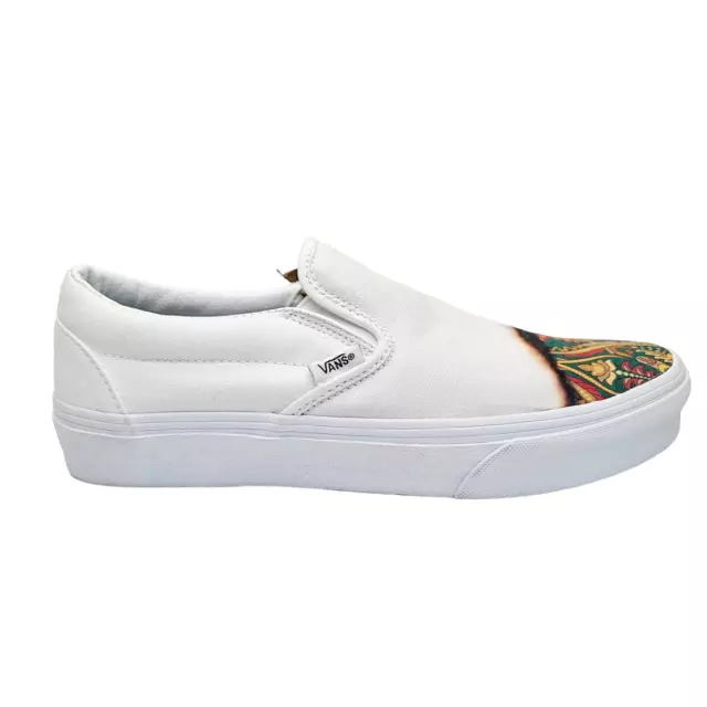 VANS Classic Slip On Big Reveal Skate Shoe White Paisley Sneakers Men's 9