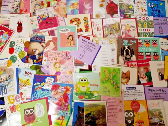 BULK BUY SALE 100 GREETINGS & BIRTHDAY BLANKS  NEW  CARDS free post  100 job lot