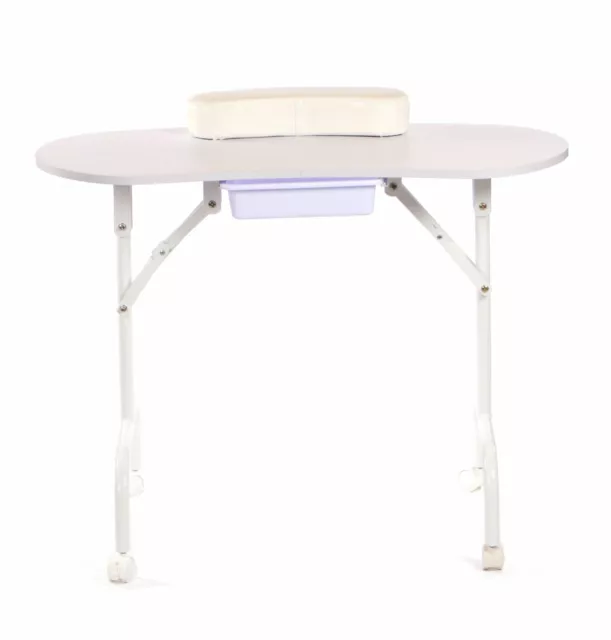 Urbanity portable foldable mobile manicure nail beauty salon table desk white 2