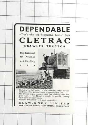 1937 Progressive Farmers Buy The Cletrac Crawler Tractor, Blaw Knox Ltd