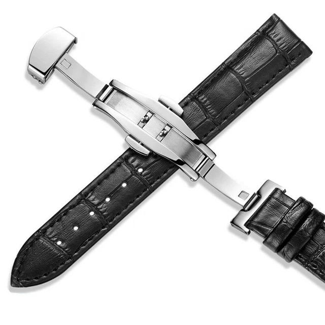 Fermoir Papillon Dépliant (déploiement) Pour Bracelet Montre Cuir - Largeur 14mm - Neuf
