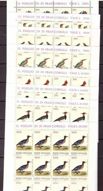 s19549) VATICANO 1989 MNH** Nuovi** Uccelli Birds 8v Foglio NON PIEGATO