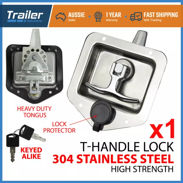 1 X Folding T Handle / Lock Flush Mount Tool Box Trailer Canopy Stainless Steel