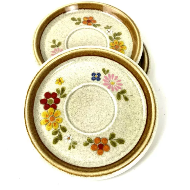 Vtg Mikasa Stone Manor F5813 FLORIBUNDA Saucer Plates lot of 3 retro Japan