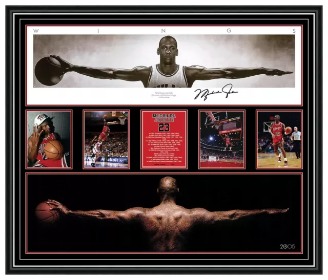 Michael Jordan Oversize Frame Wings Bulls Signed Poster Framed Memorabilia