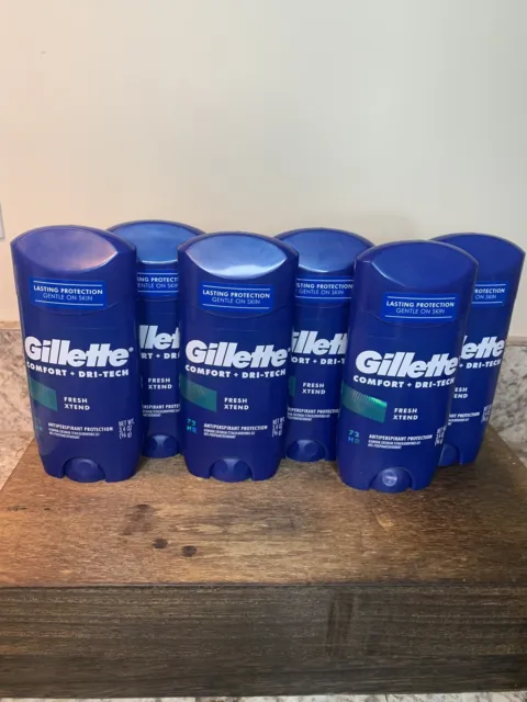 Gillette Comfort + Dri-Tech Fresh Xtend Lasting Protection-Lot Of 6