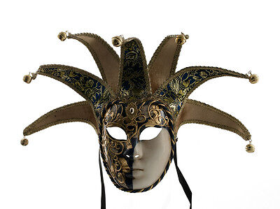 Mask from Venice Volto Jolly Blue And Golden 7 Spikes Musica 124 VG27