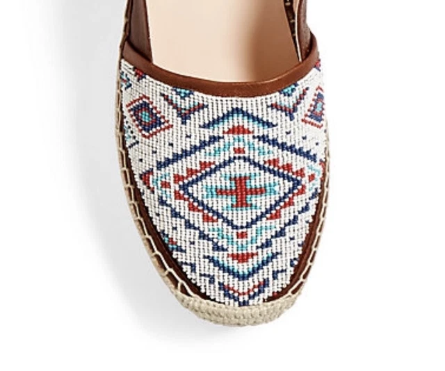 Ralph Lauren Polo Joanne Beaded Espadrille Shoes Size US 10 UK 7 EU 40